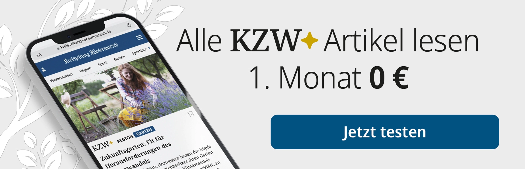 Abo Banner, 1 Monat für 0€