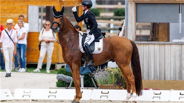 Dressur-EM: Trotz Fehlern zum Auftakt auf dem Gold-Platz  Katharina Hemmer überzeugte bei ihrem ersten EM-Ritt.