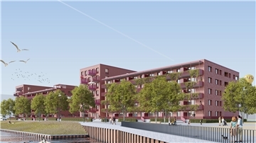 Eine Grafik visualisiert den Bau von Häusern.