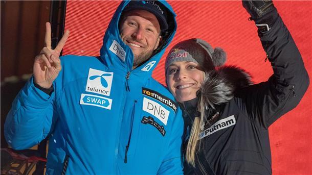 Ski-Coup: Vonn bereitet sich mit Svindal auf Olympia vor Aksel Lund Svindal und Lindsey Vonn bei der alpinen Ski-WM 2019 in Schweden.