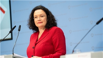 Andrea Nahles, die Vorstandsvorsitzende der Bundesagentur für Arbeit, informierte über die Lage auf dem deutschen Arbeitsmarkt.