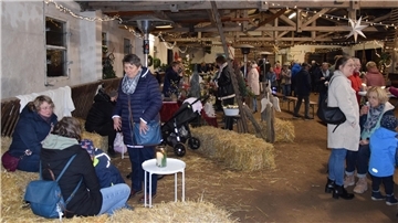 Im Schafstall von Anna Eilts und Jannek Haats-Voltjes haben sich Besucherinnen und Besucher zum Adventszauber eingefunden. 