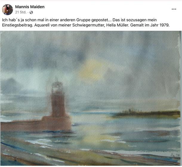 Facebook-Gruppe setzt der Nordmole im Digitalen ein Denkmal Auch Maler faszinierte die Nordmole. Hier ein stimmungsreiches Aquarell.