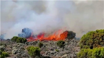 Auf dem höchsten Berg Afrikas wütet seit einigen Tagen ein Feuer.