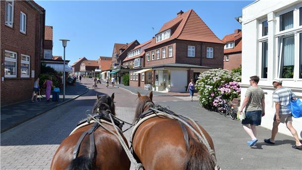 Keine Autos, nur Pferde und das Meer Auf der Nordseeinsel Juist fährt eine Pferdekutsche. Es ist nicht die einzige Insel ohne Autos.
