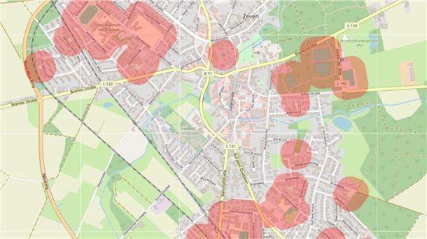 Wo darf in Zeven jetzt gekifft werden und wo nicht? Auf der sogenannten „Bubatzkarte“ finden sich auch in der Zevener Innenstadt Verbotszonen für den Cannabis-Konsum.