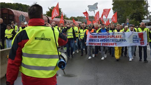 Bild von einer Protestkundgebung auf dem Glencore-Gelände in Nordenham