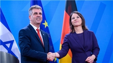 Außenministerin Annalena Baerbock und ihr isrealischer Amtskollege Eli Cohen bei dessen Besuch im Auswärtigen Amt in Berlin.