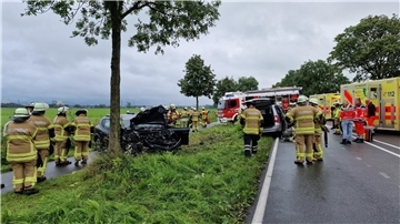 Bei dem Unfall auf der B 212 kam es zu einem Frontalzusammenstoß.