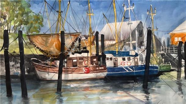 Das Gemälde "Fischkutter Fedderwardersiel"