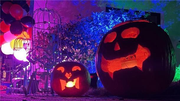 Kürbisse auf einer Halloween-Party.