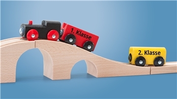 Bei einer Modelleisenbahn wird die zweite Klasse abgehängt.