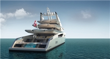 Ein Modell von einer Luxus-Yacht.
