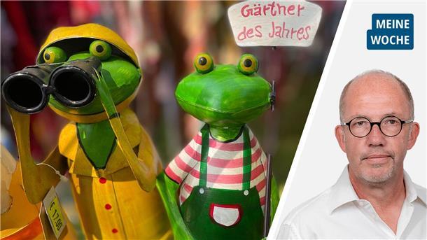 Lustige Blechfrösche schauen in die Kamera. Sie standen bei der Landpartie „Garten & Ambiente" in Nordenham, für die jetzt ein neuer Ort gesucht werden muss, zum Verkauf. 