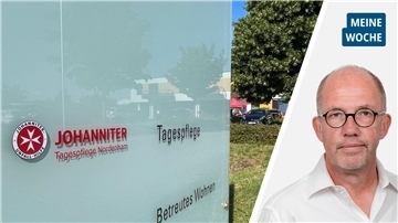 Ein Schild weist auf die Tagespflege der Johanniter in Nordenham hin.