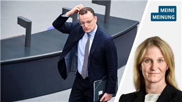 Ein geteiltes Bild zeigt einen ratlosen Mann und das Gesicht einer Frau