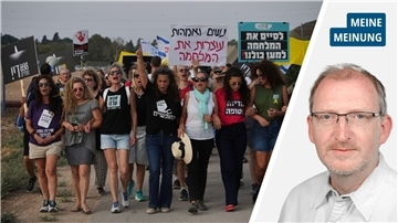 Menschen demonstrieren in Israel an der Grenze zum Gazastreifen für Frieden und die Freilassung der Geiseln.