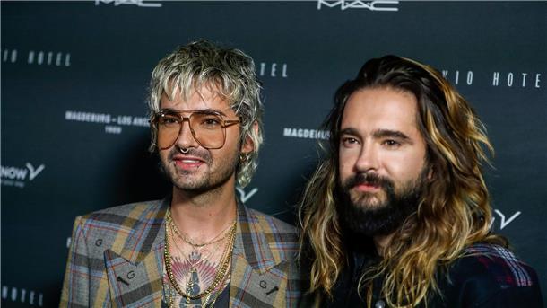 Tokio Hotel besucht mit Heidi Klum Leipziger Polizei Bill (l) und sein Bruder Tom Kaulitz bei einer Veranstaltung in Berlin.
