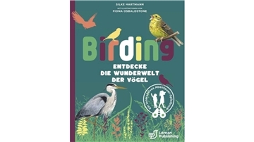 Ein Buchcover, grün, mit Vögeln.