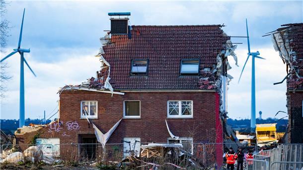 Blick auf die ehemaligen besetzten Häuser in Lützerath.