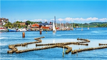 Blick auf Kappeln an der Schlei mit dem berühmten Heringszaun.