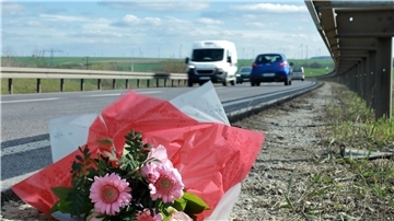 Blumen an der Unfallstelle an der Bundesstraße B247 (Archivbild).