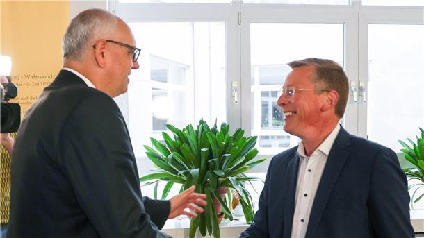 Bürgermeister Andreas Bovenschulte (links) und CDU-Spitzenkandidat Frank Imhoff vor der Sondierungsrunde.