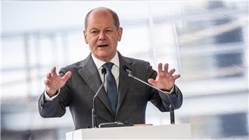 Bundeskanzler Olaf Scholz spricht beim Nordseegipfel in Ostende.
