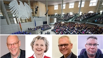 Es wird das Foto der Bundesregierung gezeigt. In zweiten unteren Hälfte befinden sich Profilbilder.  
