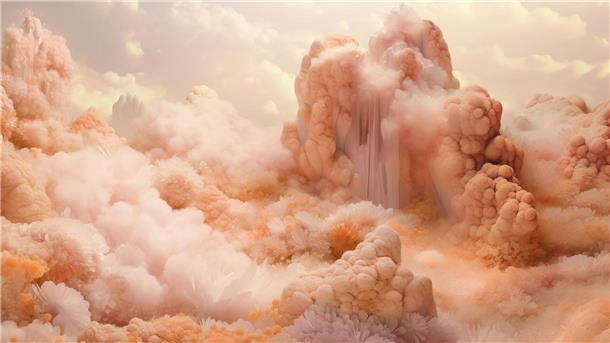 Hauch Pfirsichflaum: Ist „Peach Fuzz“ die Farbe des Jahres? Computergenerierte Wolken in Pfirsichfarbe. „Peach Fuzz“ soll die angesagte Farbe des Jahres 2024 sein.