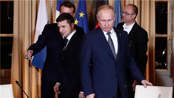 Da war Selenskyj noch hoffnungsvoll: 2019 bei einer Begegnung mit Putin in Paris. (Archivbild)