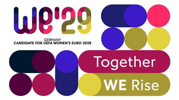 DFB wirbt für Frauen-EM 2029 - eine Million Zuschauer? Das-Bewerbungs-Logo für Frauen-Europameisterschaft 2029
