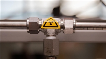 Das Flügelrad für Radioaktivität ist im Radon-Labor auf einer Ringleitung für hochkonzentriertes Radon zu sehen.