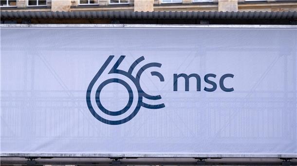 Das Logo der Münchner Sicherheitskonferenz. Im Hotel Bayerischer Hof kommen von Freitag bis Sonntag rund 50 Staats- und Regierungschefs und mehr als 100 Minister aus aller Welt zusammen.