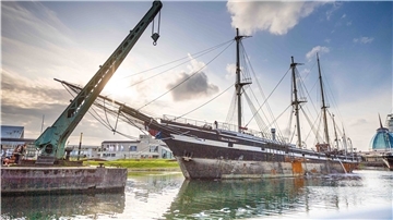 Das Museumsschiff "Seute Deern" nach der Bergung im September 2019.