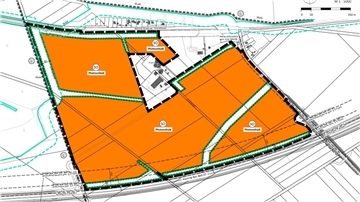 Das Plangebiet für den Solarpark „Oereler Heide“ im Ortsteil Oerel-Bahnhof ist rund 69 Hektar groß. Am unteren Rand ist bereits die A20 eingezeichnet. Ob die Autobahn genau dort gebaut wird, steht allerdings noch nicht fest.