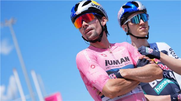 Roglic als Millionen-Problem - Chance für Lipowitz? Das Rosa Trikot des Gesamtführenden trug Primoz Roglic (l) nur kurz.