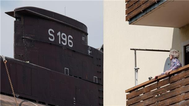 Das sieht man auch nicht alle Tage. Ein U-Boot zieht am Balkon vorbei.