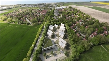 Der 8er-Diek-Ferienpark aus der Vogelperspektive: Sieben Appartementhäuser und ein Hauptgebäude entstehen an der Nordseeallee.