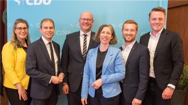 Der beim Kreisparteitag der CDU neu gewählte Vorstand: Marsha Weseloh, Eike Holsten, Marco Mohrmann (Vorsitzender), Nicole Meyer, Dirk-Frederik Stelling und Patrick Brinkmann (von links).
