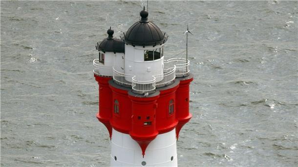 Blick auf die Spitze des Leuchtturms Roter Sand, für den ein neuer Standort gesucht wird. 