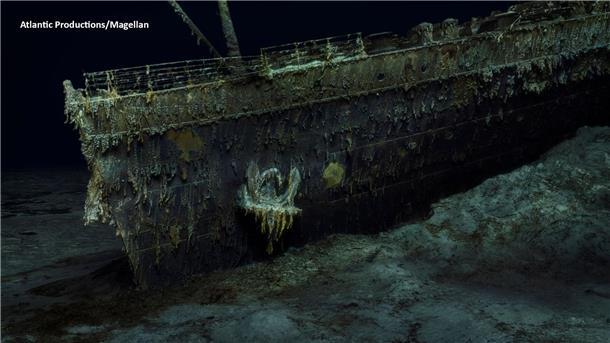 Der Bug der Titanic in knapp 4000 Metern Tiefe auf dem Grund des Atlantiks.