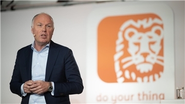 Der ING-Vorstandsvorsitzender Nick Jue bei der Bilanzpressekonferenz 2023 in Frankfurt am Main.