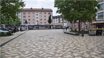 Der Marktplatz in Mannheim-Rheinau.