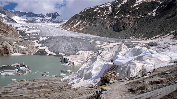 Der Rhonegletscher in der Nähe von Goms