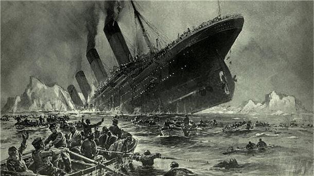 Der Untergang der Titanic nahe Cap Race (Neufundland) ist auf einem Gemälde festgehalten.