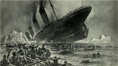 Der Untergang der Titanic nahe Cap Race (Neufundland) ist auf einem Gemälde festgehalten.