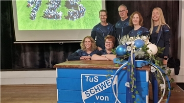 Sechs Personen vor einer Leinwand