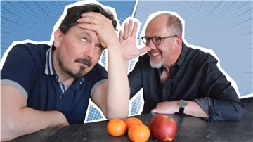 Detlef Glückselig zeigt seinem Kontrahenten Jens Schönig die lange Nase. Der eine hat ein weiteres Kilo runter, bei dem anderen war die Woche eine erneute Nullrunde.