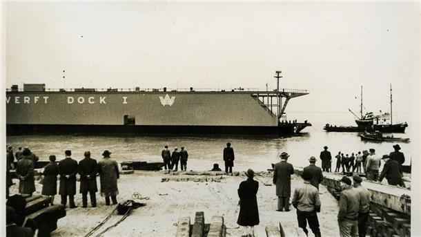 Als in Blexen Schwimmdocks vom Stapel liefen Dezember 1960: Bei GHH stand ein Stapellauf an.